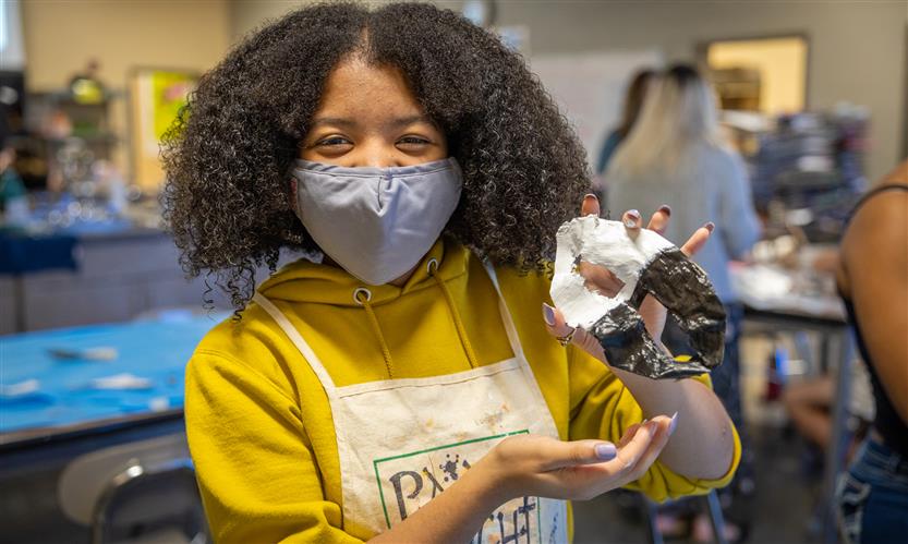 Spring Station Middle students create papier-mache masks